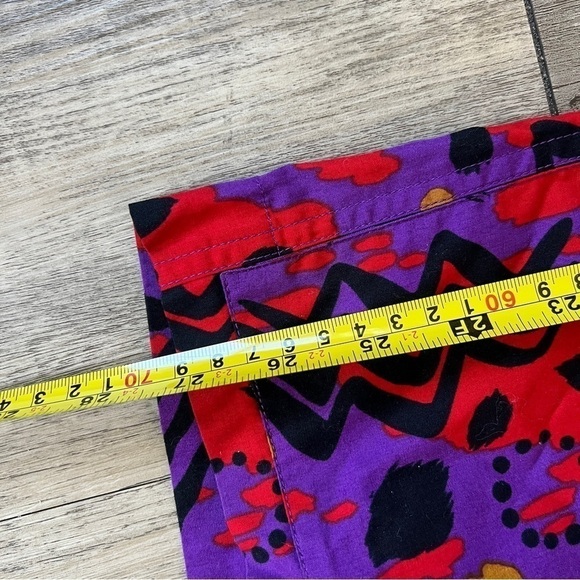 YVES Saint Laurent Vintage 1990s Purple Red Abstract Belted Shirt Jacket Dress - Picture 9 of 11